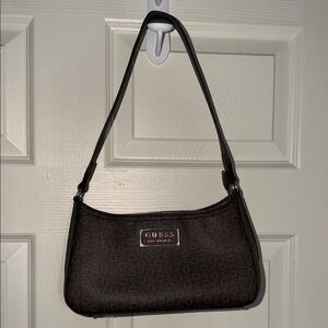 Guess Dark Brown Monogram Shoulder Bag